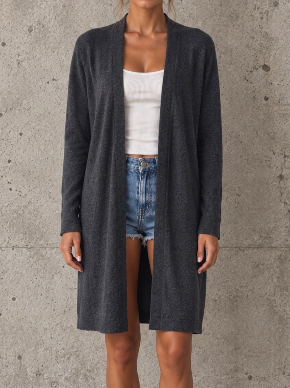 Cashmere Charter Club 100% Cashmere Gray Long Cardigan M Luxury Natural Fibers